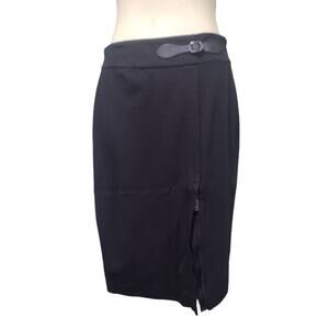 Ann Taylor Unlined‎ Skirt with Front Zipper, Black, Size 2